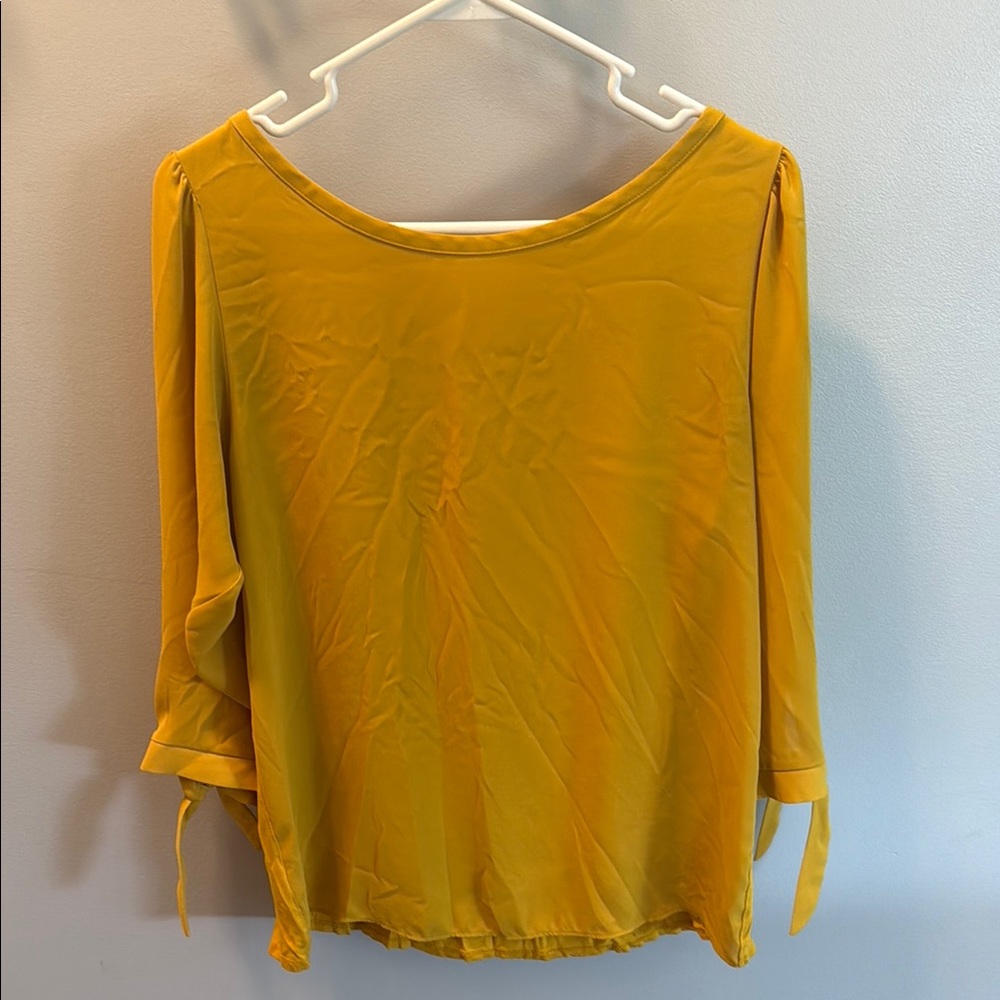 LOFT Yellow 3/4 Sleeve Ruched Blouse